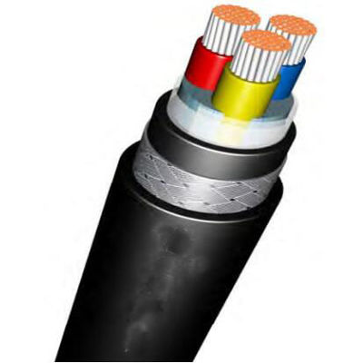 35mm الألومنيوم / النحاس النواة سلك الفولاذ PVC / XLPE تحت الأرض سلك الطاقة المدرع الأسود 95mm